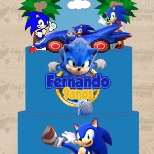 Topo de bolo Sonic
