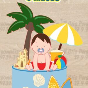 Topo de bolo Praia menino